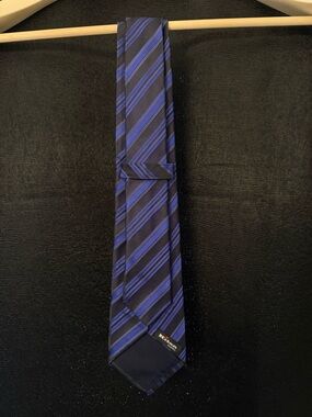 Kiton Black and Blue Striped Silk Tie
